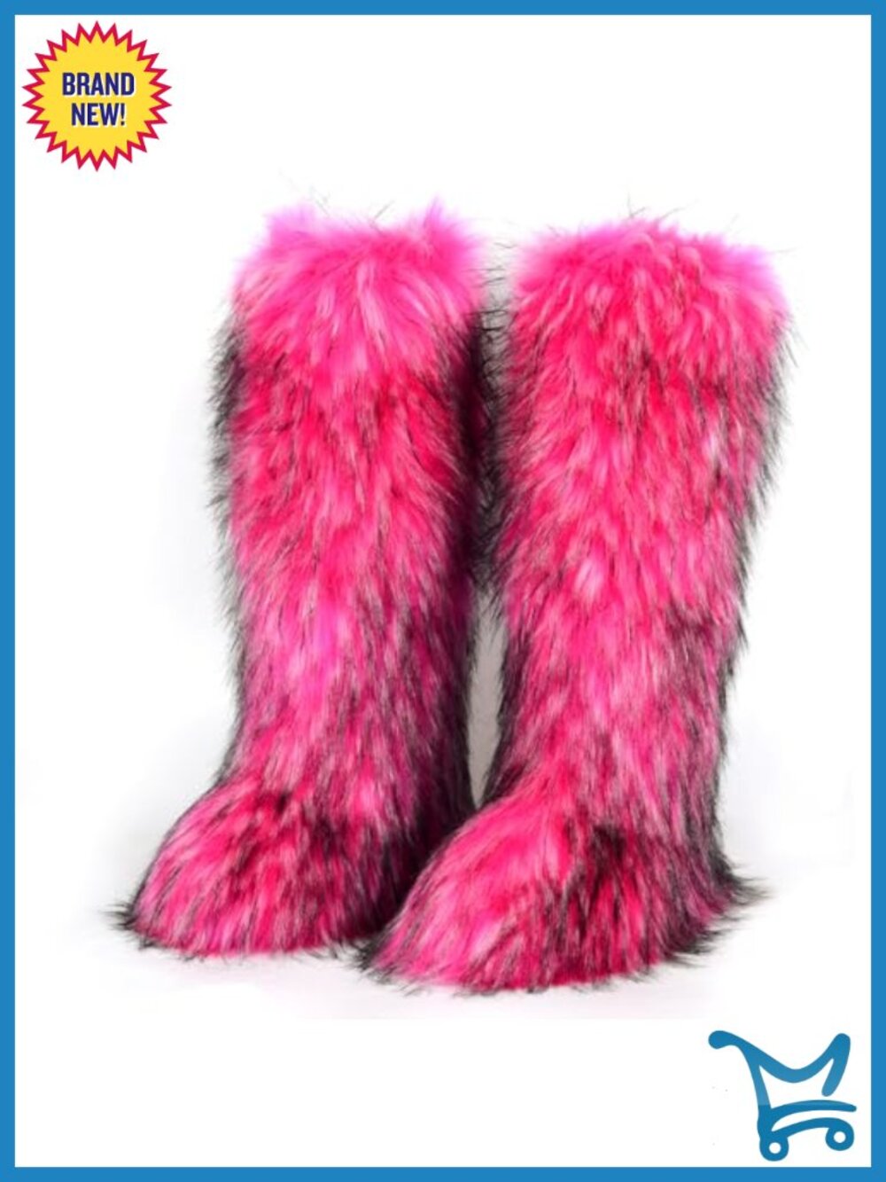 Faux Fur Knee High Snow Boots, Fluffy Round Toe, Warm Plush Winter Boots